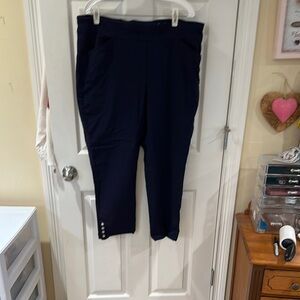 Chico’s Navy Blue ankle Pants with Button Detail
